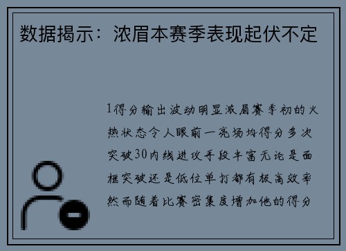 数据揭示：浓眉本赛季表现起伏不定